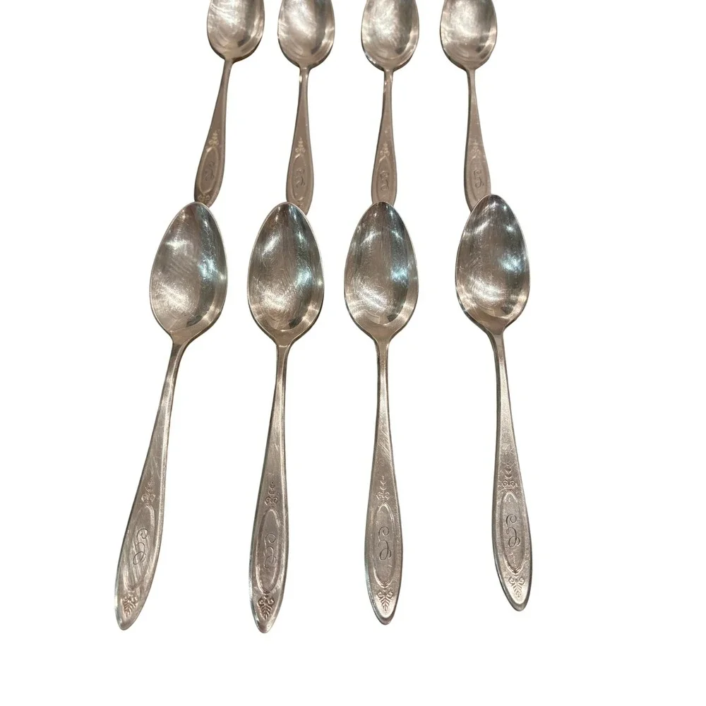Set of (12) Community Plate (Oneida) ADAM 1917 Silverplate Teaspoons Monogrammed